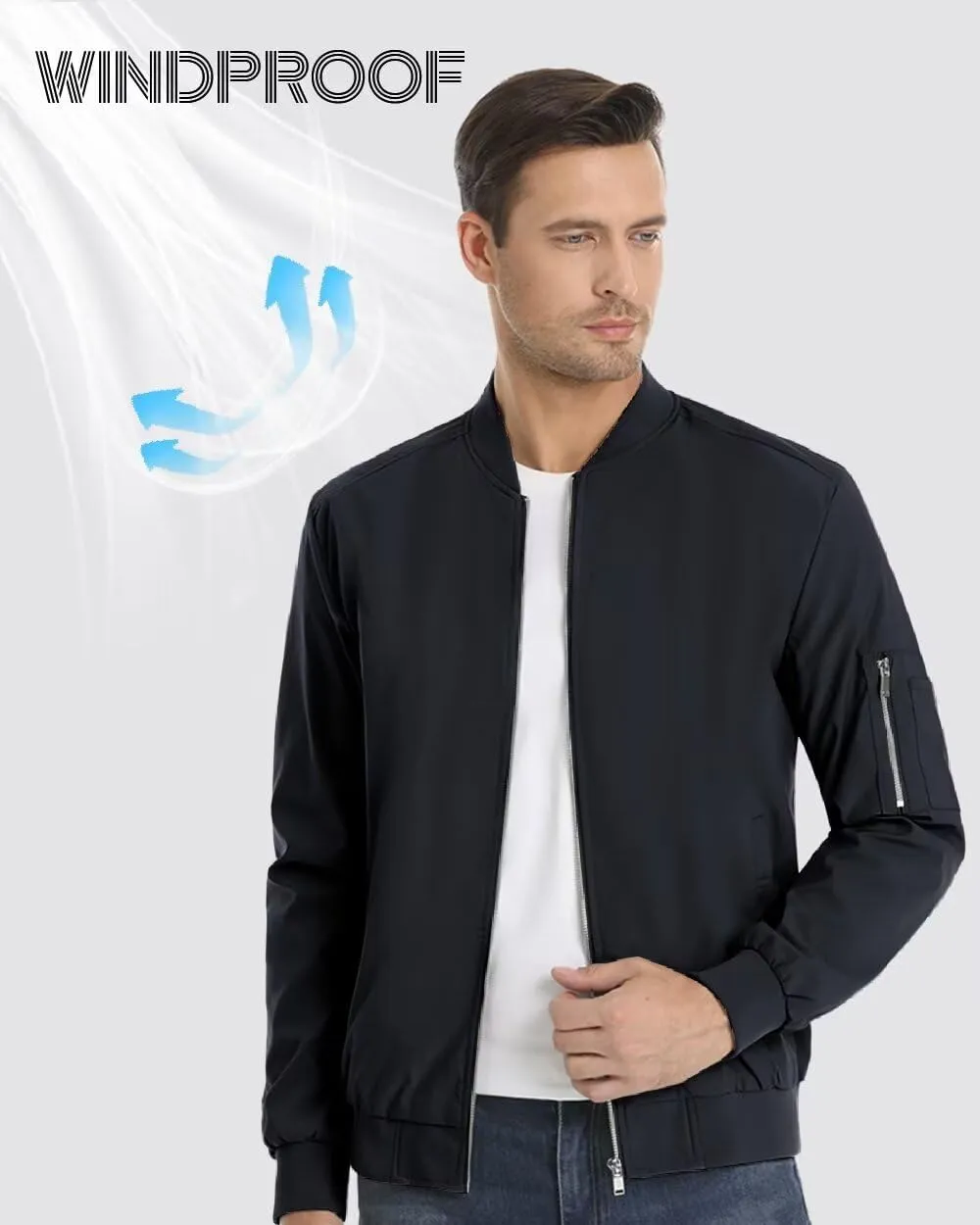Boladeci Men's Bomber Jackets Lightweight Water Resistant Spring Fall Full Zip Thin Casual Windbreaker Light Jackets