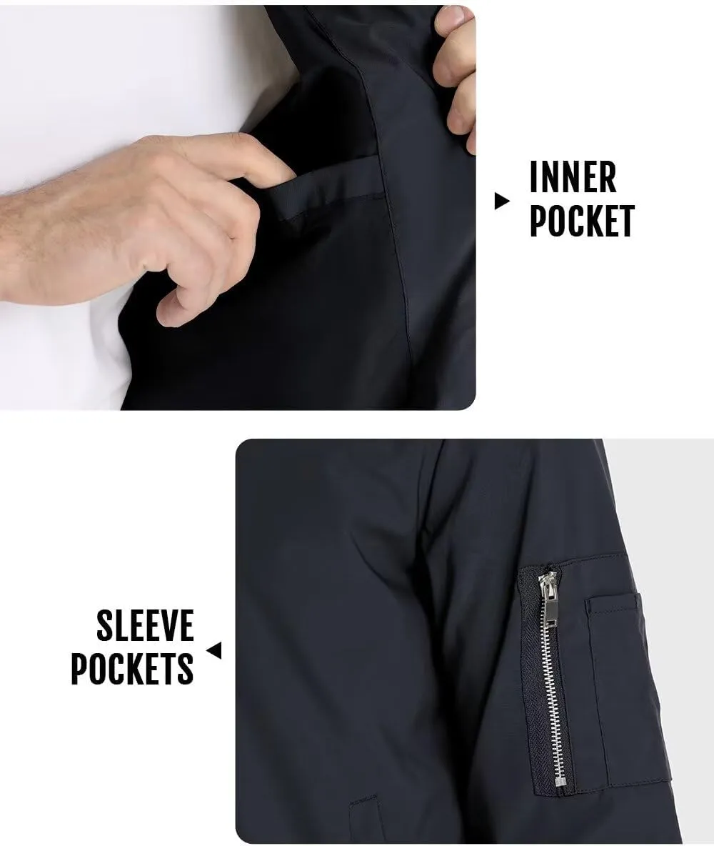 Boladeci Men's Bomber Jackets Lightweight Water Resistant Spring Fall Full Zip Thin Casual Windbreaker Light Jackets