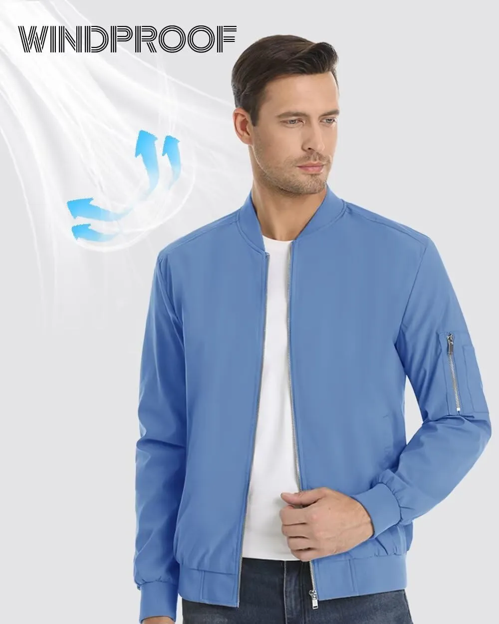 Boladeci Men's Bomber Jackets Lightweight Water Resistant Spring Fall Full Zip Thin Casual Windbreaker Light Jackets