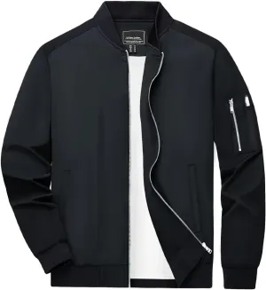 Boladeci Men's Bomber Jackets Lightweight Water Resistant Spring Fall Full Zip Thin Casual Windbreaker Light Jackets
