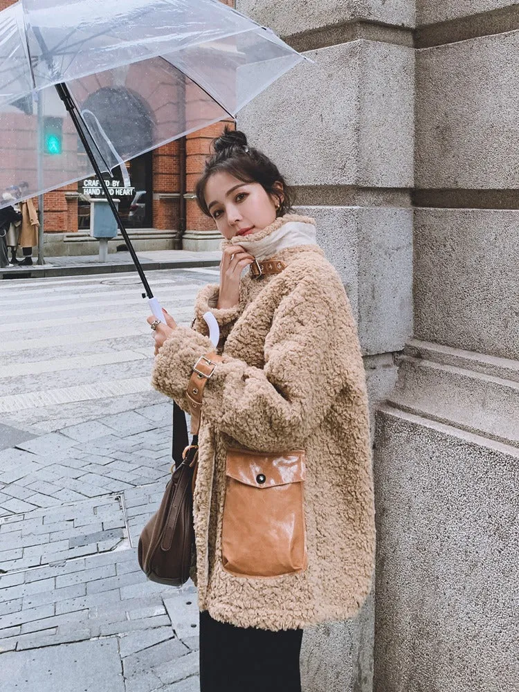 Celebrity Lamb Fur Winter Short Woolen Women's Coat
