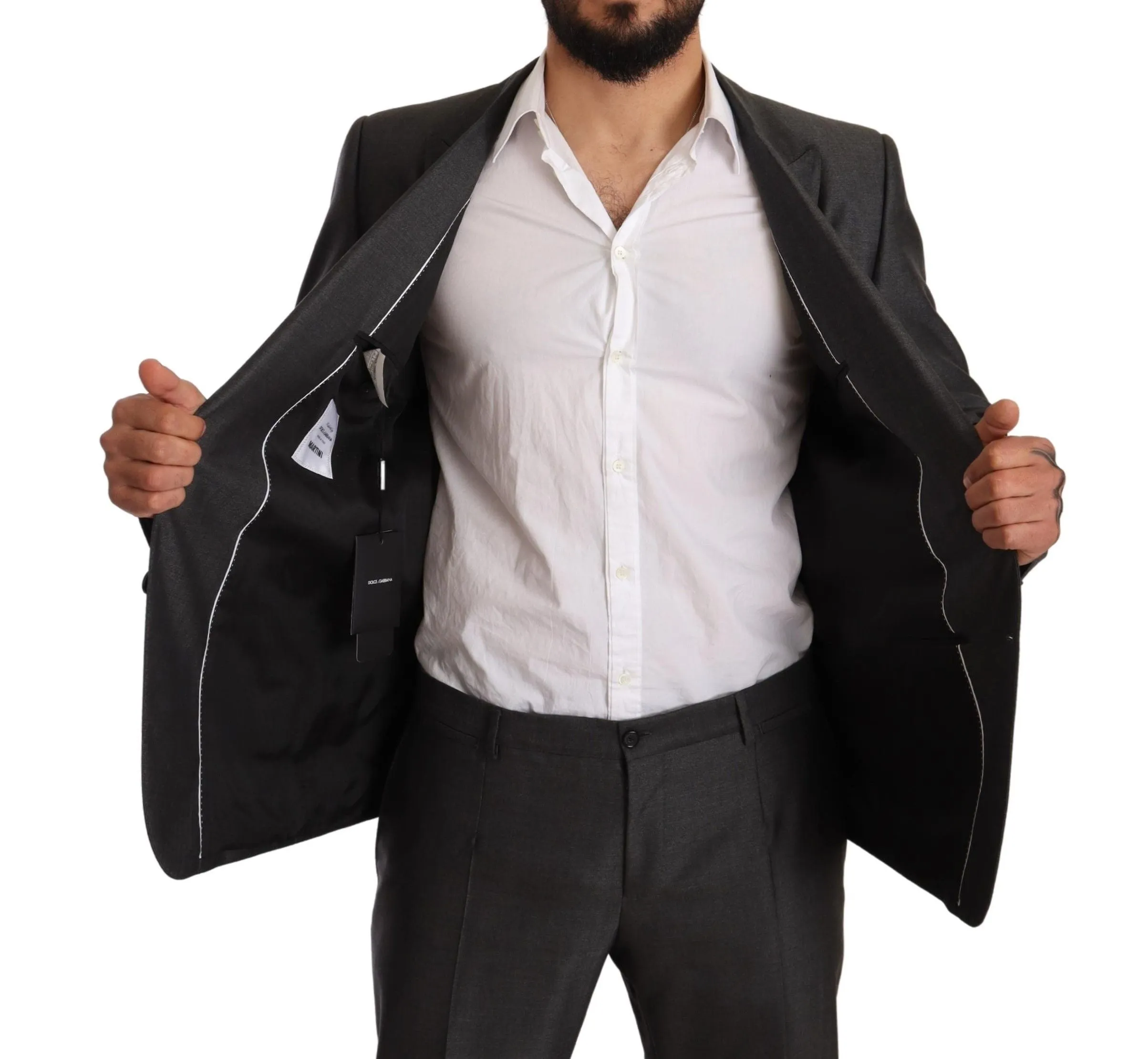 Dolce & Gabbana Elegant Gray Martini Slim Fit Silk-Wool Suit
