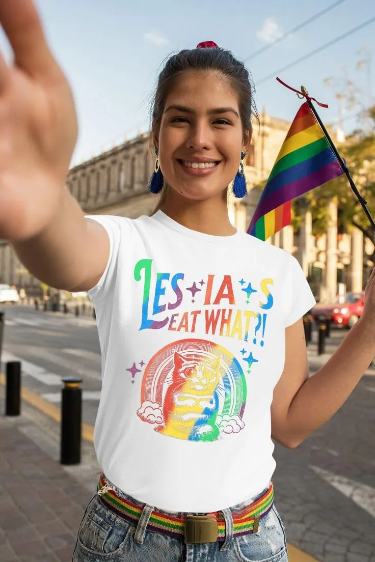 FAYALEQ Pride Shirt for Women Lesbians Rainbow Cat Graphic Shirts Funny Lesbians Pride Tshirts LGBTQ Equality Shirts