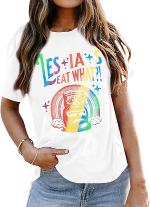 FAYALEQ Pride Shirt for Women Lesbians Rainbow Cat Graphic Shirts Funny Lesbians Pride Tshirts LGBTQ Equality Shirts