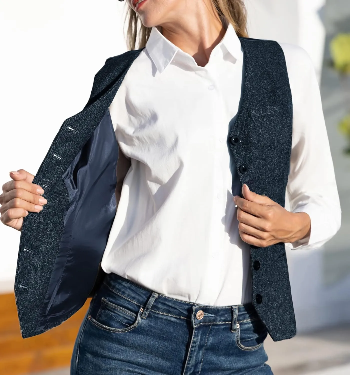 KANCY KOLE Women's Vintage Vest Fully Lined Formal Business Dress Suits Button Down Steampunk Waistcoat