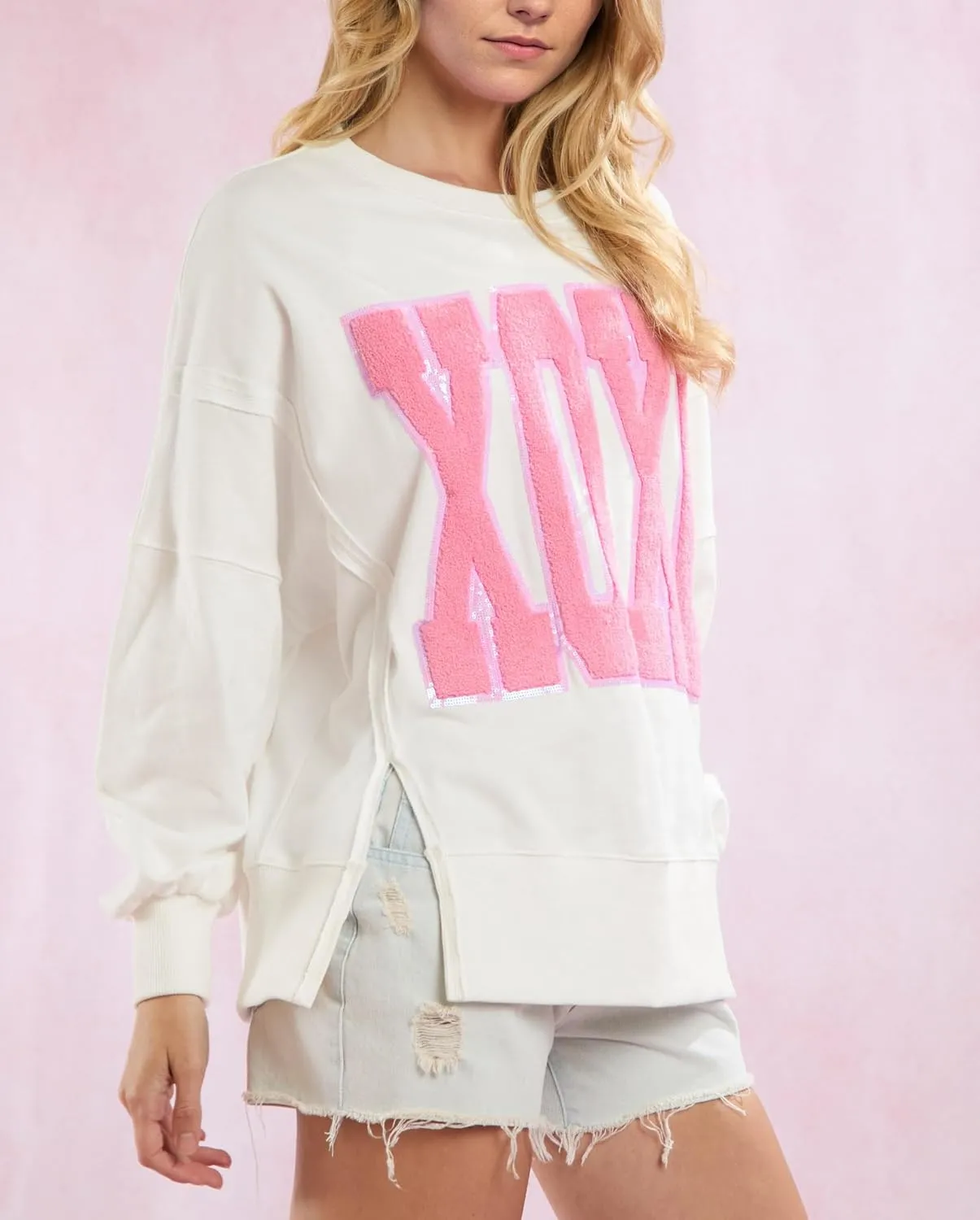 LILTWIST Cute Heart Graphic Sweatshirts Holiday Love Sweater Shirts for Women Sequin Cowboy Boots Long Sleeve Tops with Heart