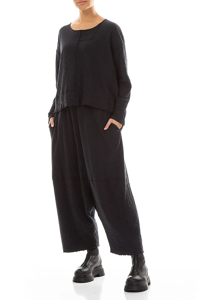 Loose Baggy Grey Wavy Cotton Trousers