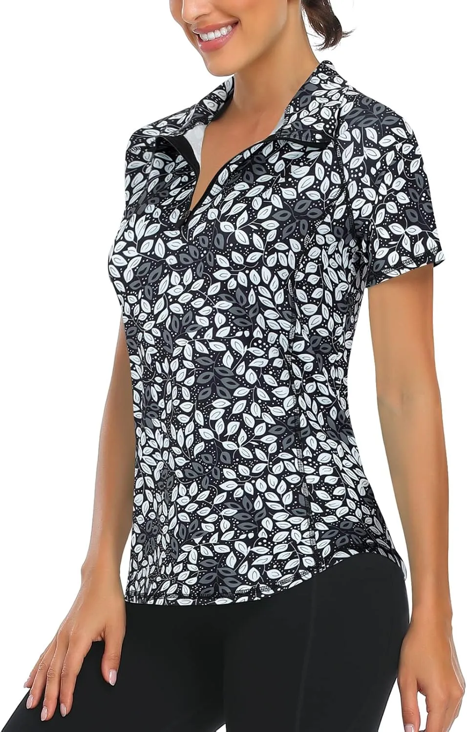 LURANEE Women's Short Sleeve Moisture Wicking Athletic Shirts Quarter Zip Pullover