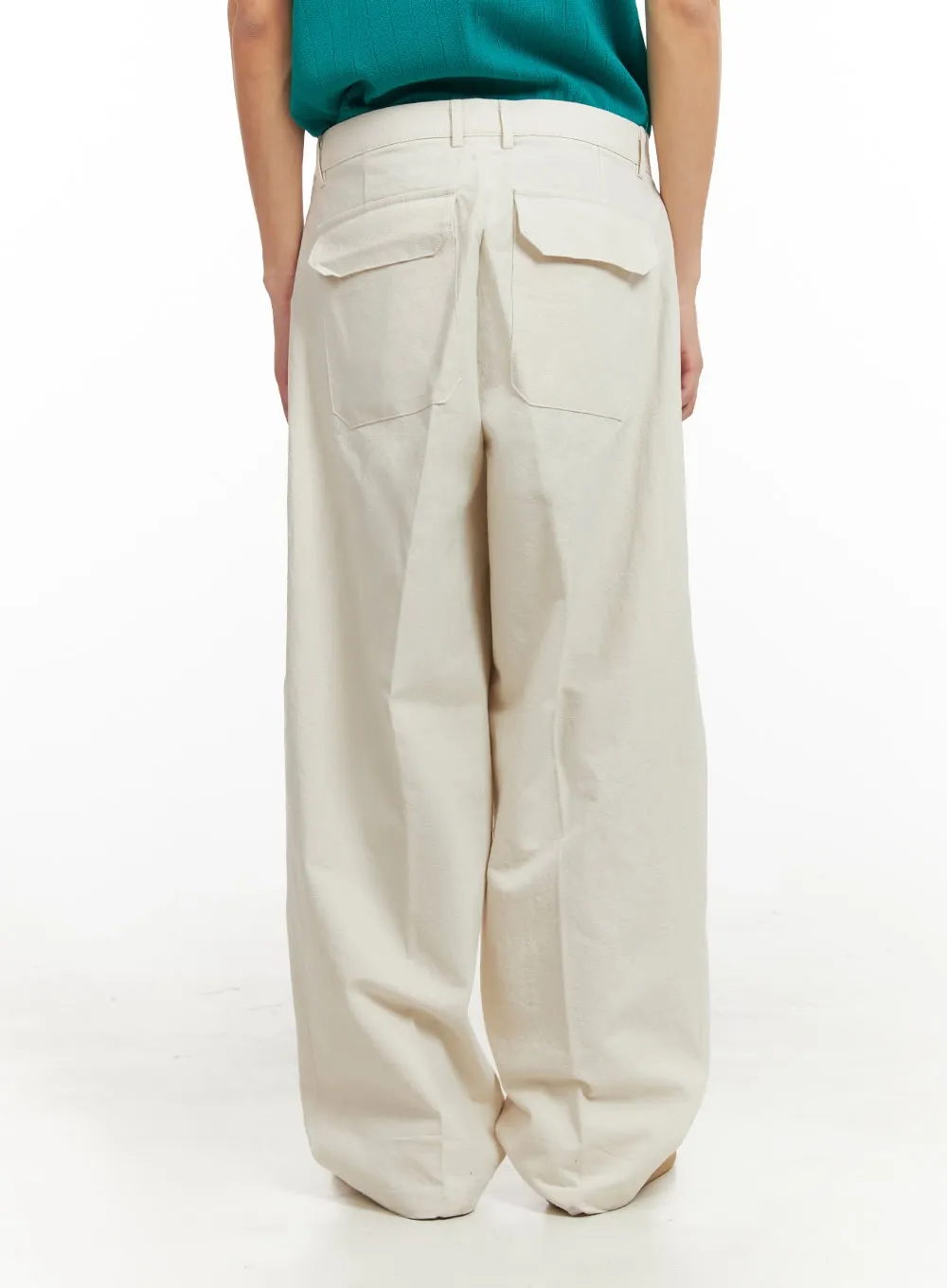 Men's Cotton Pintuck Baggy Trousers IY424