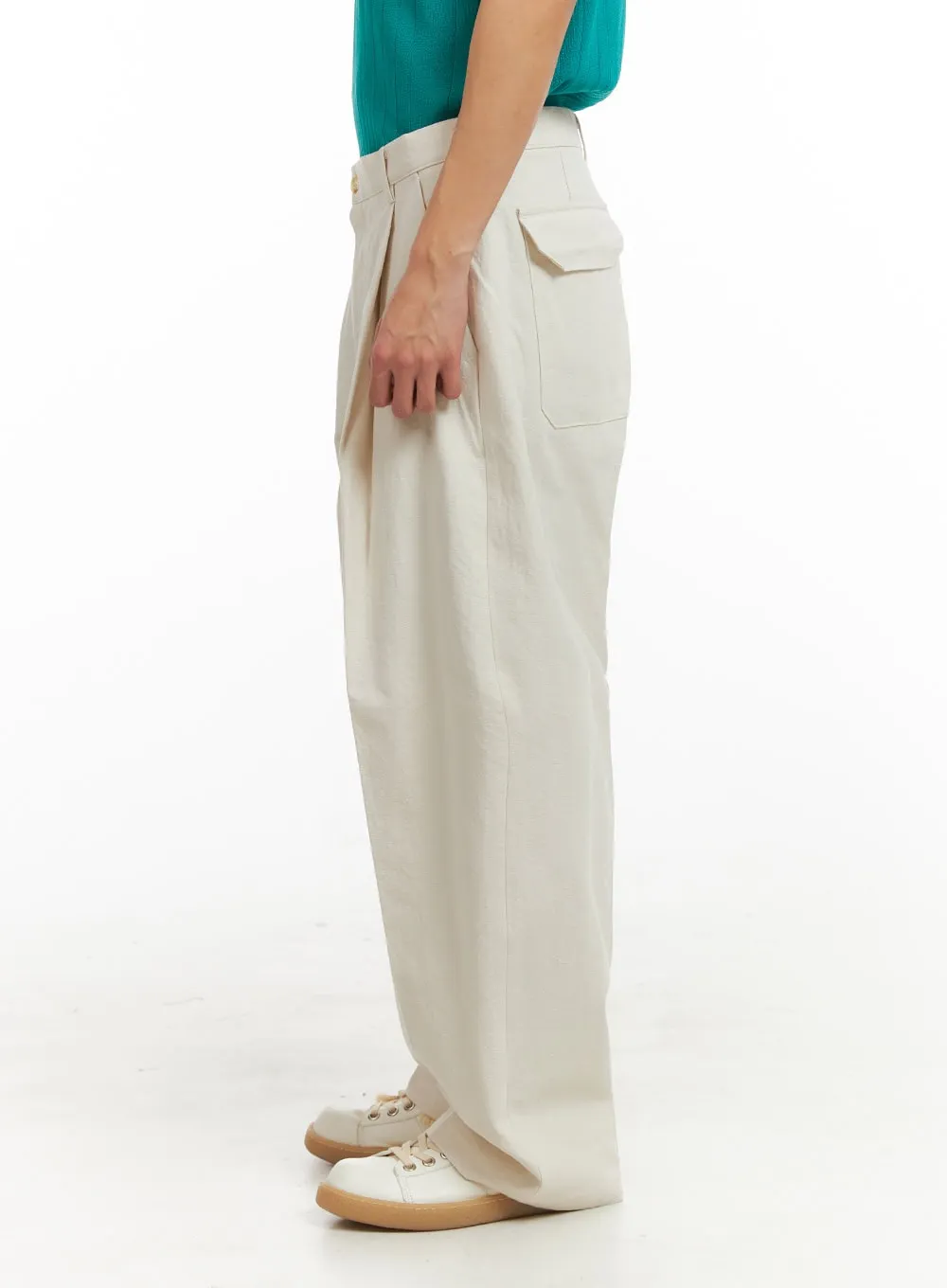 Men's Cotton Pintuck Baggy Trousers IY424