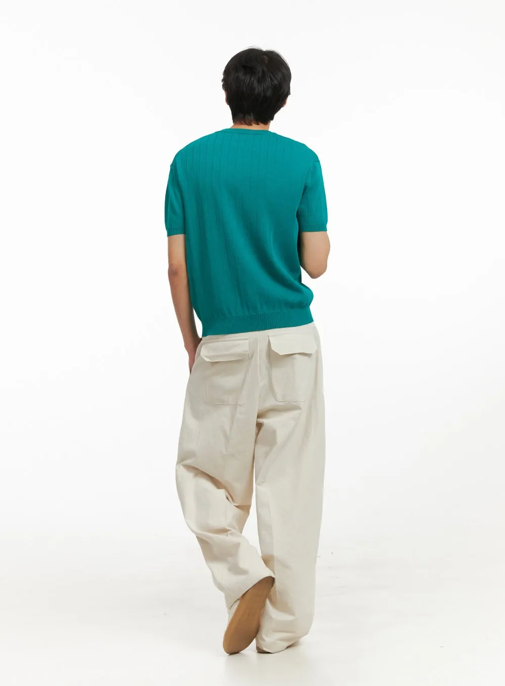 Men's Cotton Pintuck Baggy Trousers IY424
