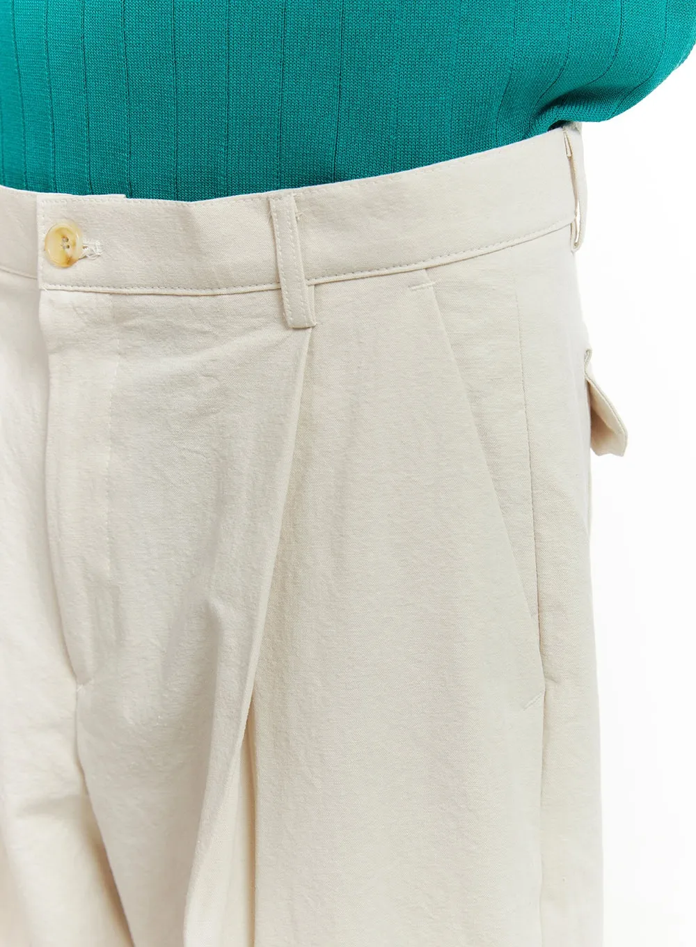 Men's Cotton Pintuck Baggy Trousers IY424