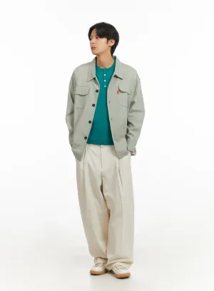 Men's Cotton Pintuck Baggy Trousers IY424