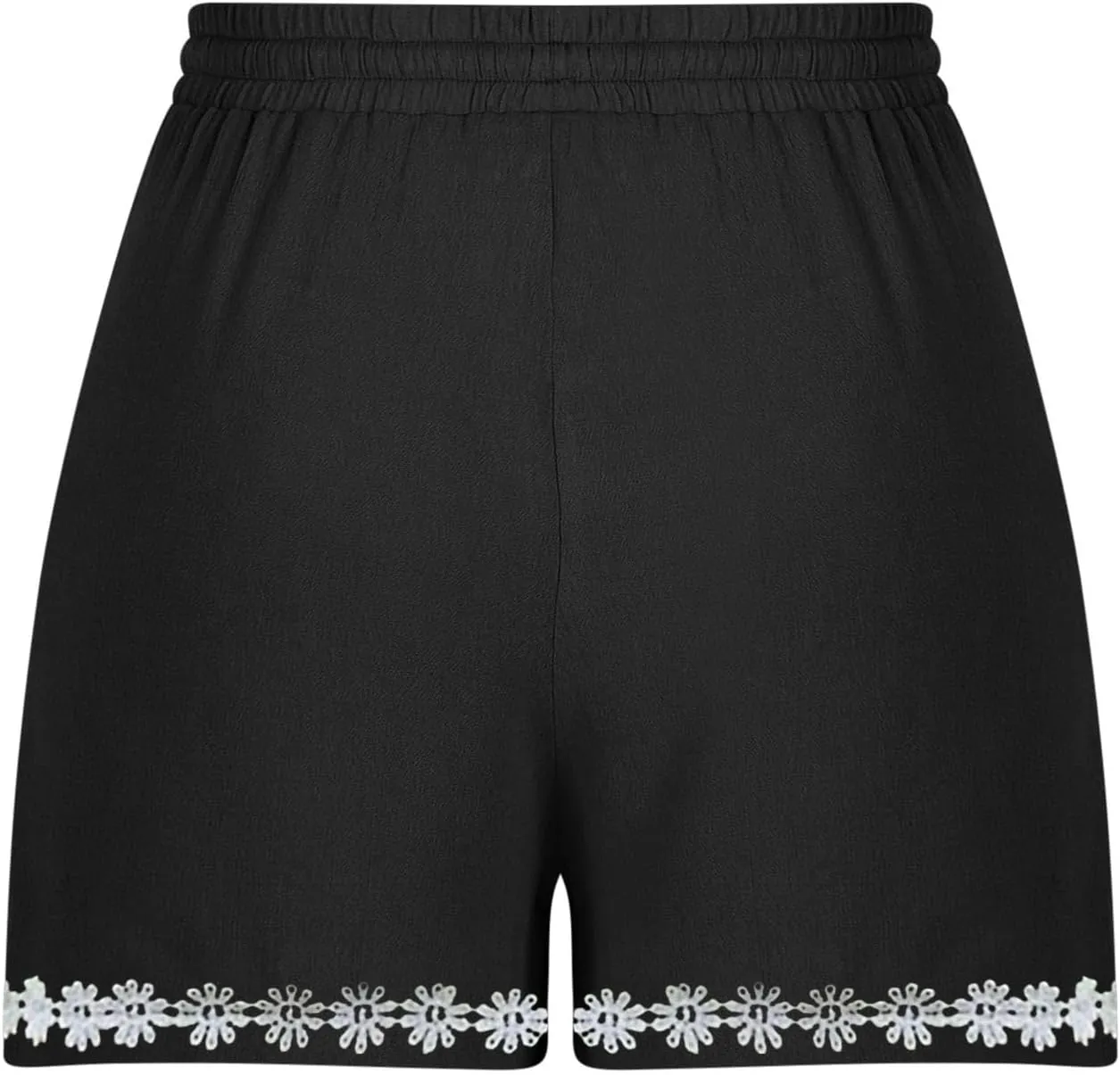 Summer Shorts for Women 2025 Trendy Casual Lace Hem Beach Shorts Plus Size Elastic High Waist Summer Wide Leg Short