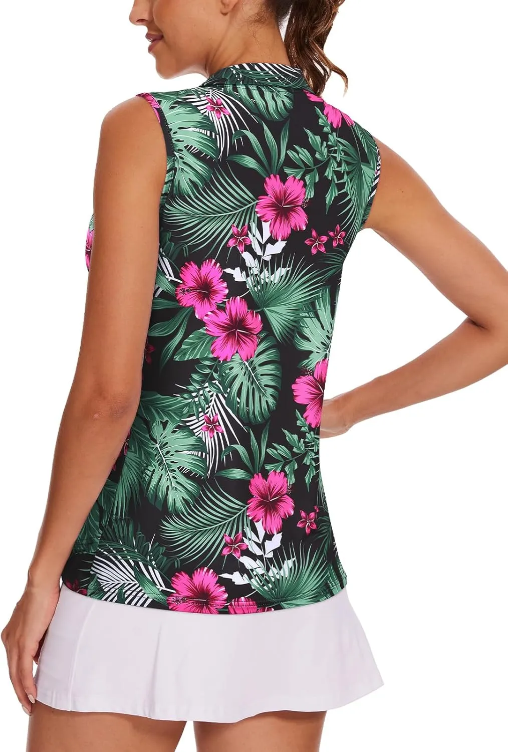 Tanst Sky Women's Sleeveless Golf Shirt Quick Dry Zip Up Workout Tennis Tops with Pockets