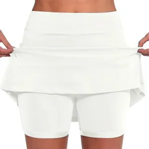 Women's Skirt 2025 Basic Casual High Waisted Solid Flared Mini Skort, S-5XL