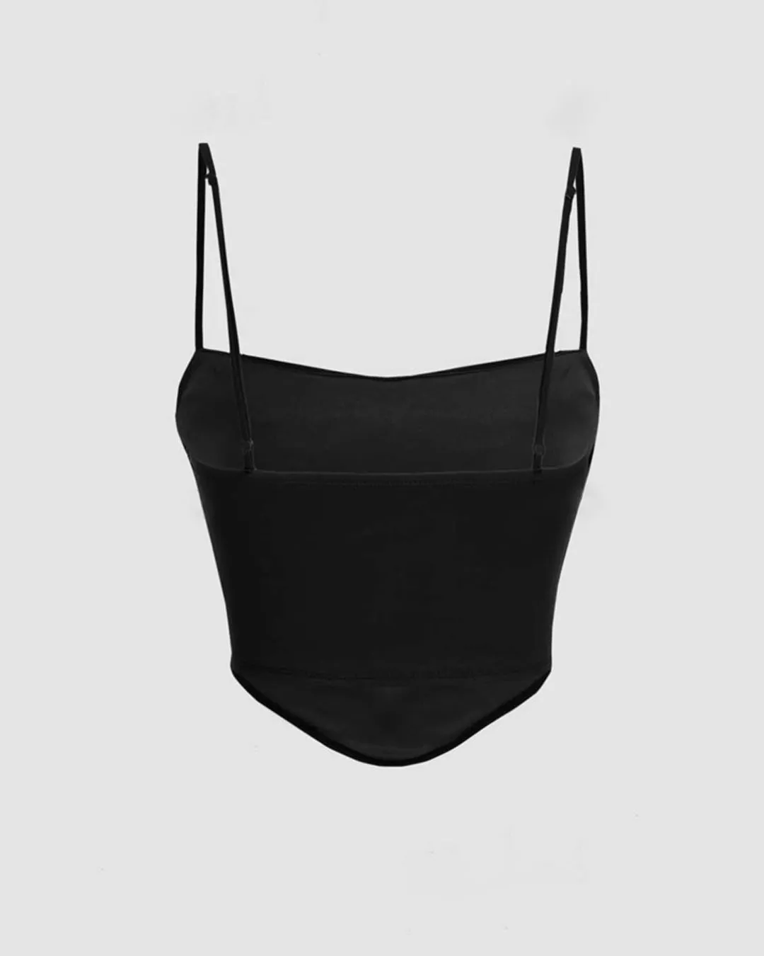 Y2K Solid Ruched Mesh Cami Black Top